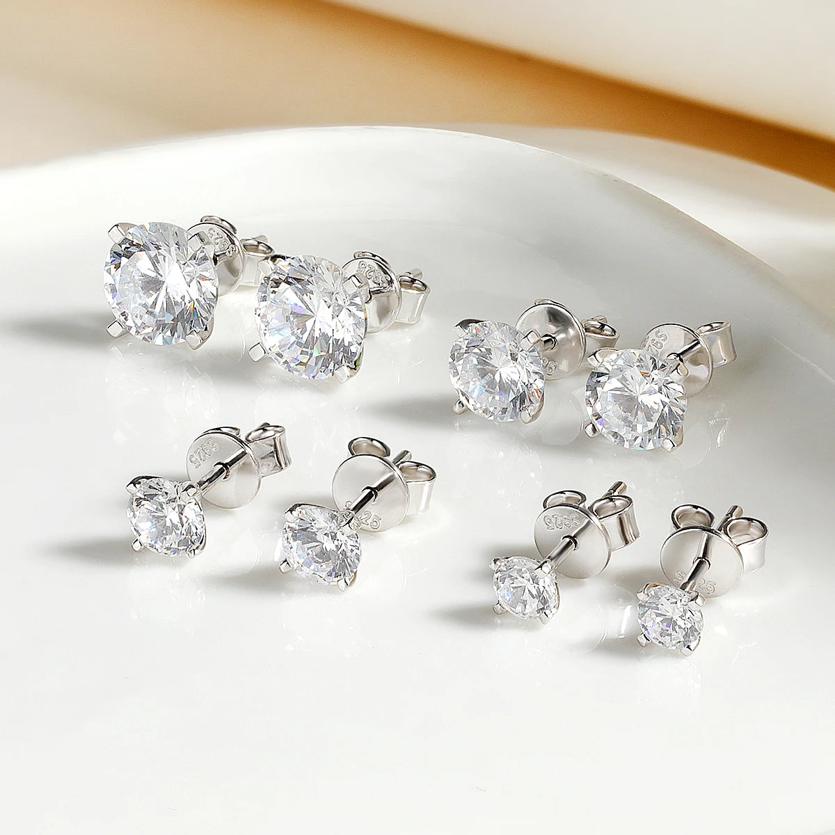 Moissanite Stud Earrings – GRA-Certified 4-Prong, 925 Sterling Silver