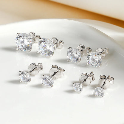 Moissanite Stud Earrings – GRA-Certified 4-Prong, 925 Sterling Silver