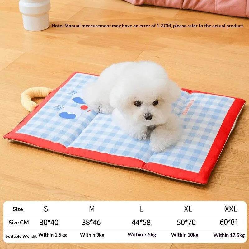 Portable Foldable Cute Plaid Pet Summer Cooling Pad Waterproof Machine Washable Four Season Sleeping Mat For Small Medium Dogs