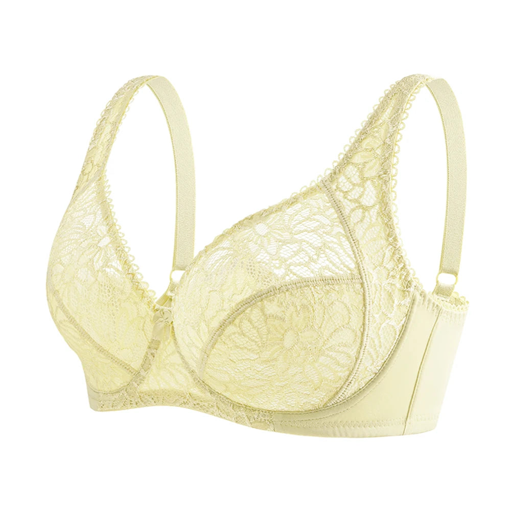 Plus Size Bras - Comfortable Lace Underwire Push Up Bra With Adjustable Straps