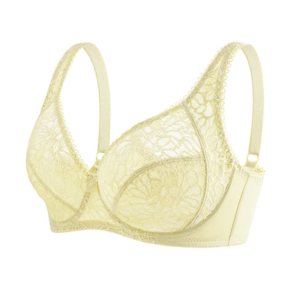 Plus Size Bras - Comfortable Lace Underwire Push Up Bra With Adjustable Straps