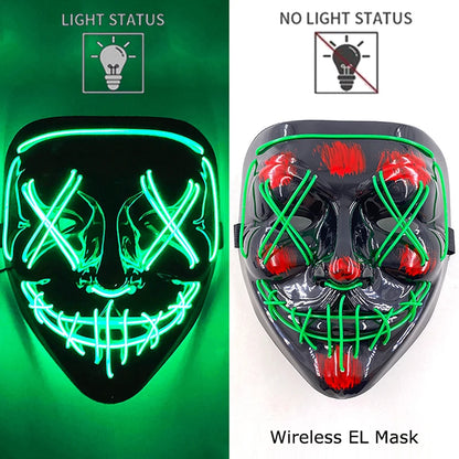 Wireless LED Halloween Purge Mask - Glowing Masquerade Horror Mask