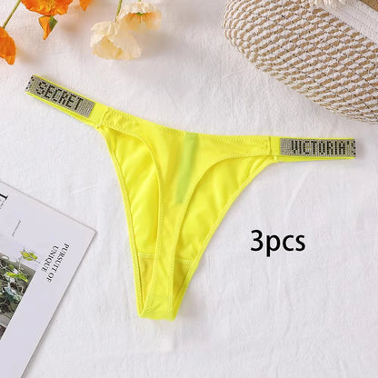 3PCS Victoria's Secret Lace Thongs Woman Comfortable Breathable Panty High Waist Women Underwear Sexy Lingerie Panties Seamless