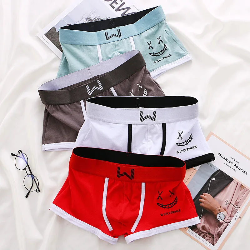 Men Cotton Boxers - Breathable U-Convex Boxer Design, Soft Knit Fabric Underwear Set