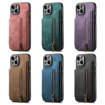 Zipper Card Solt Wallet Leather Case For iPhone 16 Pro Max 17 Air 15 14 Plus 13 12 11 Se2022 Pocket Magnetic Double Buckle Cover