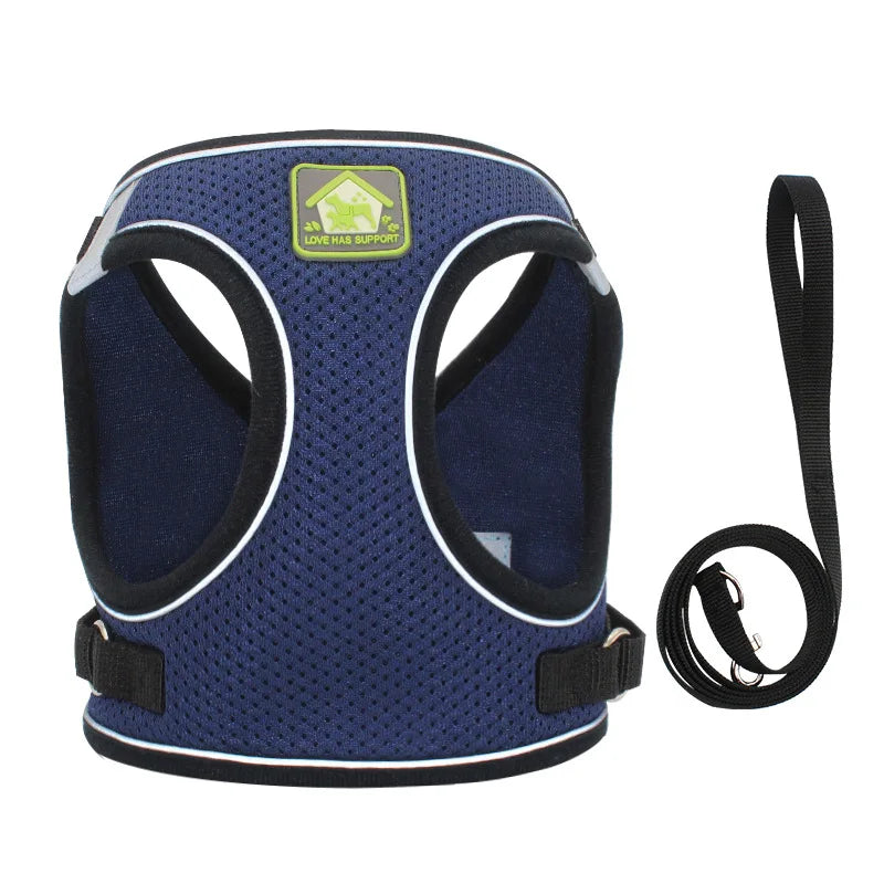 Dog Harness Pet Leash Vest-style Cat Breathable Adjustable Rope Reflective Pet Supplies Small Medium Dog Walking Harness Lead