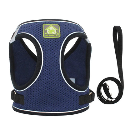 Dog Harness Pet Leash Vest-style Cat Breathable Adjustable Rope Reflective Pet Supplies Small Medium Dog Walking Harness Lead