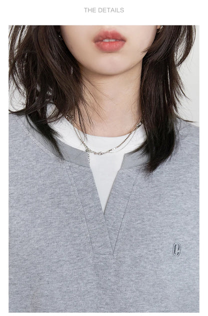 CHIC VEN Korean Women Sweatshirts Loose Casual New Contrast Splicing Hoodie Female Top Woman T Shirt Pullover Spring Autumn 2025