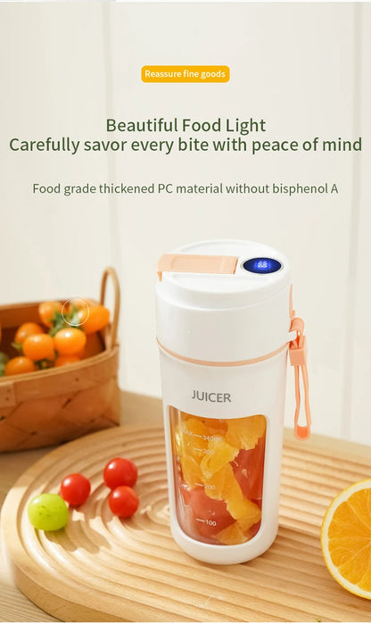 Portable Mini Electric Juicer - Multifunction Fruit Blender with 6 Blades Smoothie Maker 1200mAh