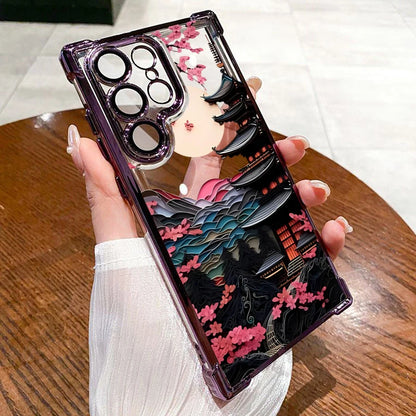 Japanese-Style Ancient House Airbag Phone Case for Samsung Galaxy S26 S25 S24 Ultra S23 S22 Plus S21FE A56 A55 A54 A53 A35 Cover