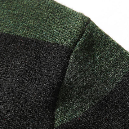 Men's New Autumn and Winter Warm Knitwear, Pullover Striped Knit Sweater