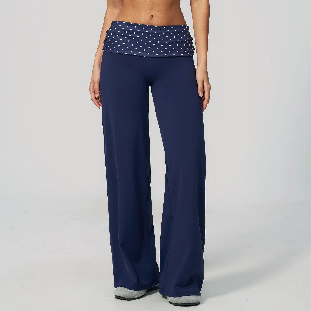 Women's Wide Leg Yoga Pants Breathable Sports Fitness Bell-bottoms High Waist Striped Yoga Pants Polka Dot Workout Flared Pants