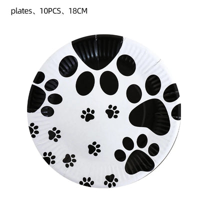 Pink Puppy Paw Birthday Party Supplies - Disposable Tableware  Decorations