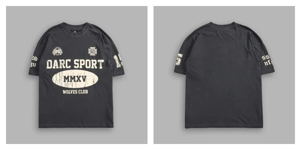 WOLVES CLUB STABILITY "PREMIUM" OVERSIZED TEE IN BLACK Summer Men's and Women's T-shirt Fashion Loose Printed Tops