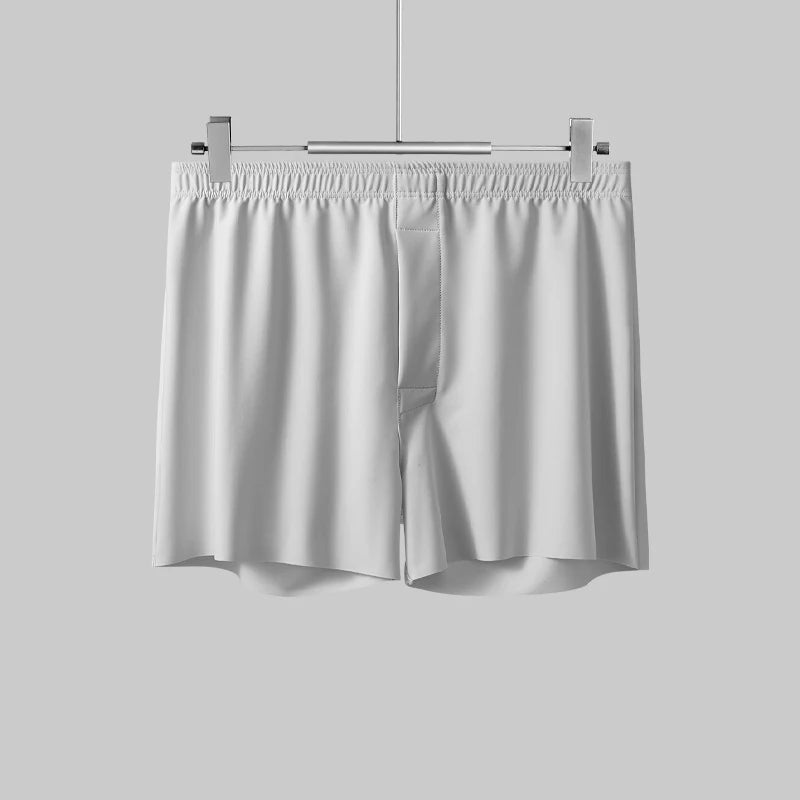 Men's Ice Silk Boxers Shorts Large Size Underwear Man Mid Waist Loose Arrow Pants Boy Home Pajamas Underpants Breathable Panties