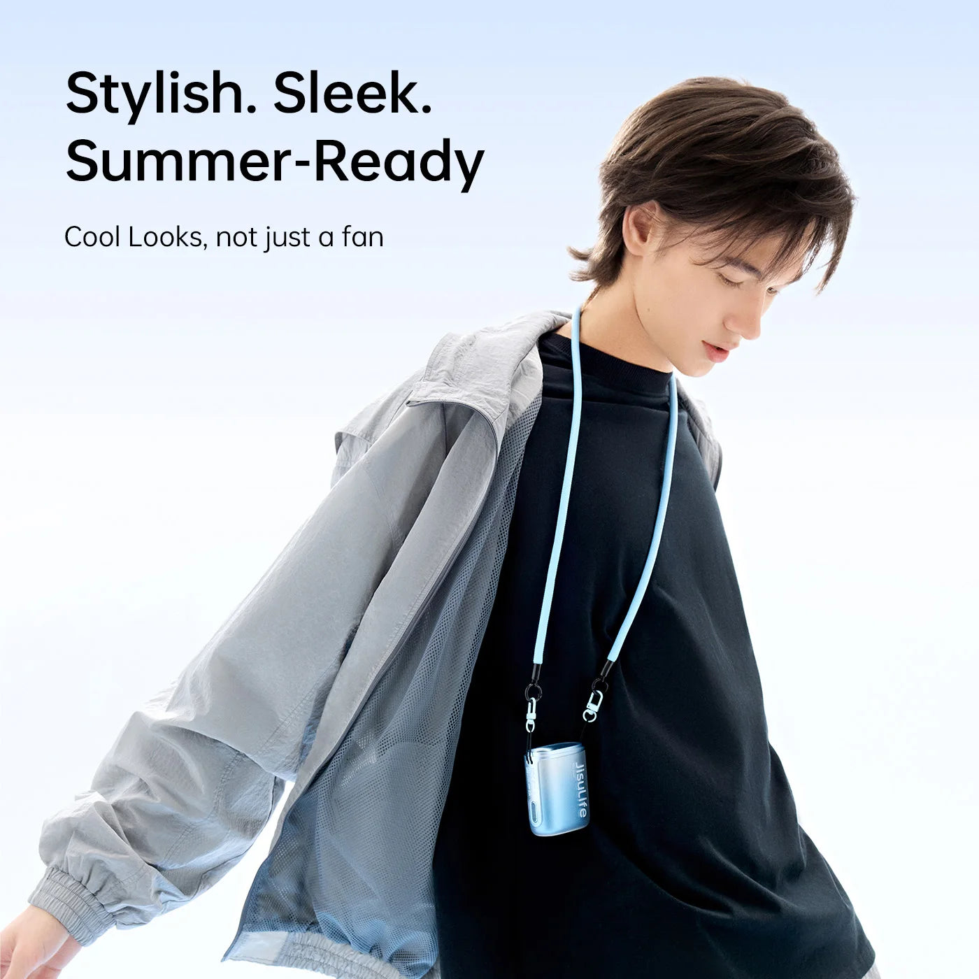 JISULIFE Portable Neck Fan 4500mAh Battery with 100 Wind Speed Wearable Waist Fan with LED Display Ultra-Lightweight Fashion fan