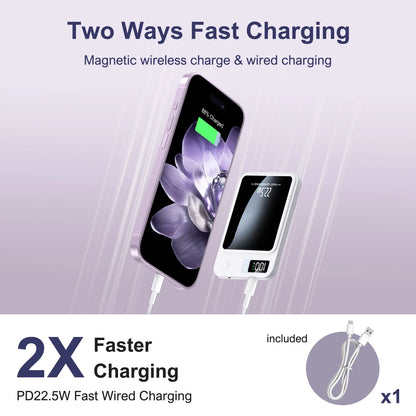 10000mAh Magnetic Wireless Power Bank PD22.5W Fast Charging Portable External Battery Adapter For Magsafe iPhone Huawei Samsung