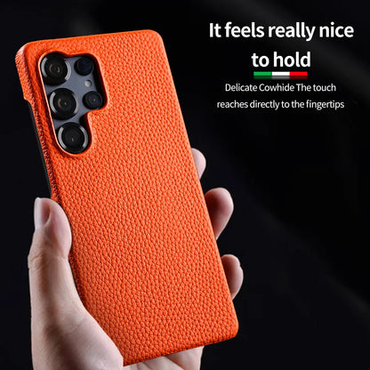 Magsafe Case Samsung - Genuine Cowhide Leather Magnetic Phone Protector for Galaxy S24 Ultra