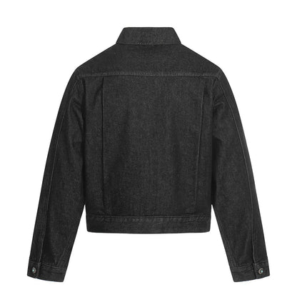 Mens Jacket Punk Vintage Streetwear Black Denim Short Coat Metal Buckle Studded Design Pleated Detail Retro Cool Hip Hop Fashion
