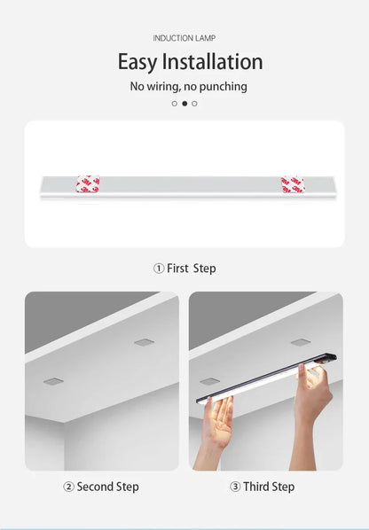 10/20/30/40/50cm 3 in 1 Under Cabinet Lights LED Motion Sensor Light for Cupboard Bedroom Wardrobe Closet Indoor Night Light