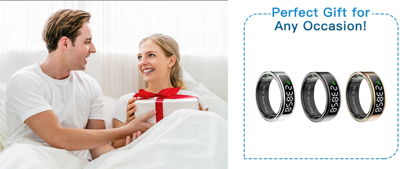 Tasbih Fitness Heart Rate Zikr Counter Display Screen Blood Oxygen Sleep Monitor  Temperature Gesture Control Touch Smart Ring
