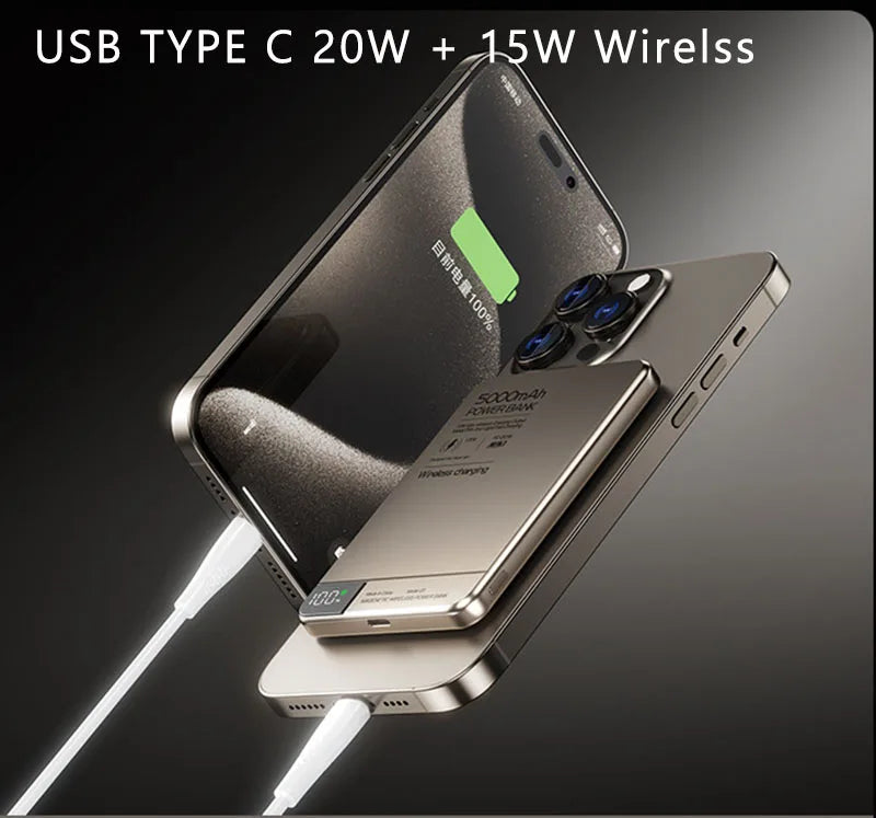 Wireless Fast Charger For Magsafe Magnetic Power Bank Portable External Auxiliary Battery Pack for Apple Xiaomi iPhone 16 15 14