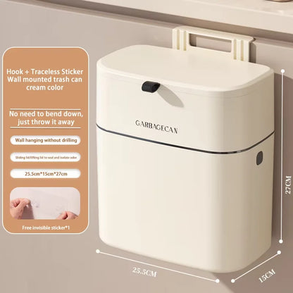 Hanging Trash Can - Stylish Kitchen  Bathroom Waste Bin with Flip Cover