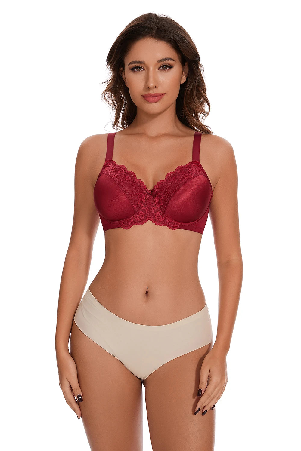 Sheroine Underwire Women Bras Lace Floral Minimizer Full Coverage Non Padded Unlined Everyday Comfort Support T-Shirt Bra