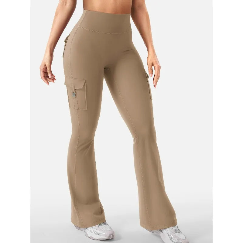 Newest Women Wide Leg High Stretch Yoga Leggings Naked Feeling Compression Fitness Workwear with Pockets Yoga Pant