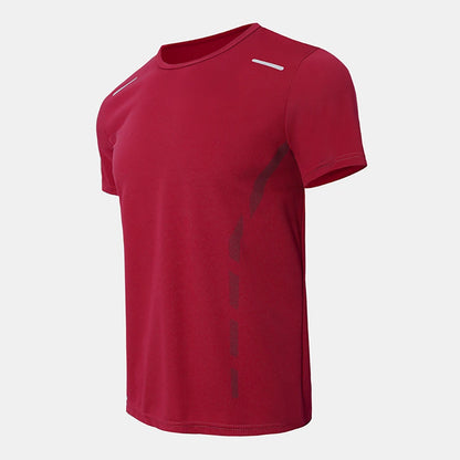Men's Quick-Dry Sports Shirt – Multicolor Summer Running Badminton Tee with Reflective Strip