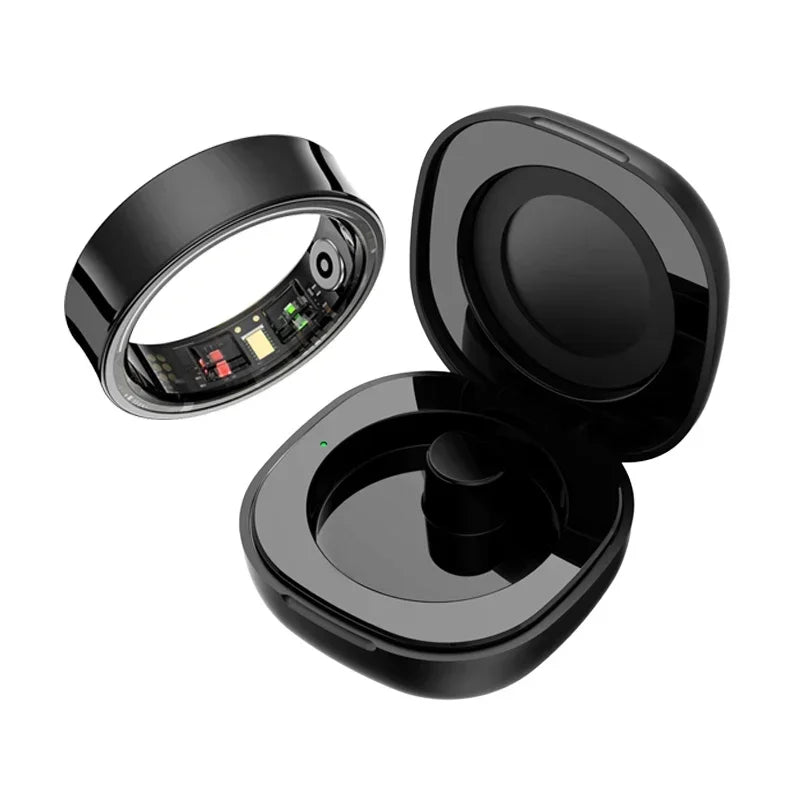 Smart Ring Men Women With Charging Case,Heart Rate Blood Oxygen,Skin Temperature Monitor,5ATM Waterproof For Android iOS