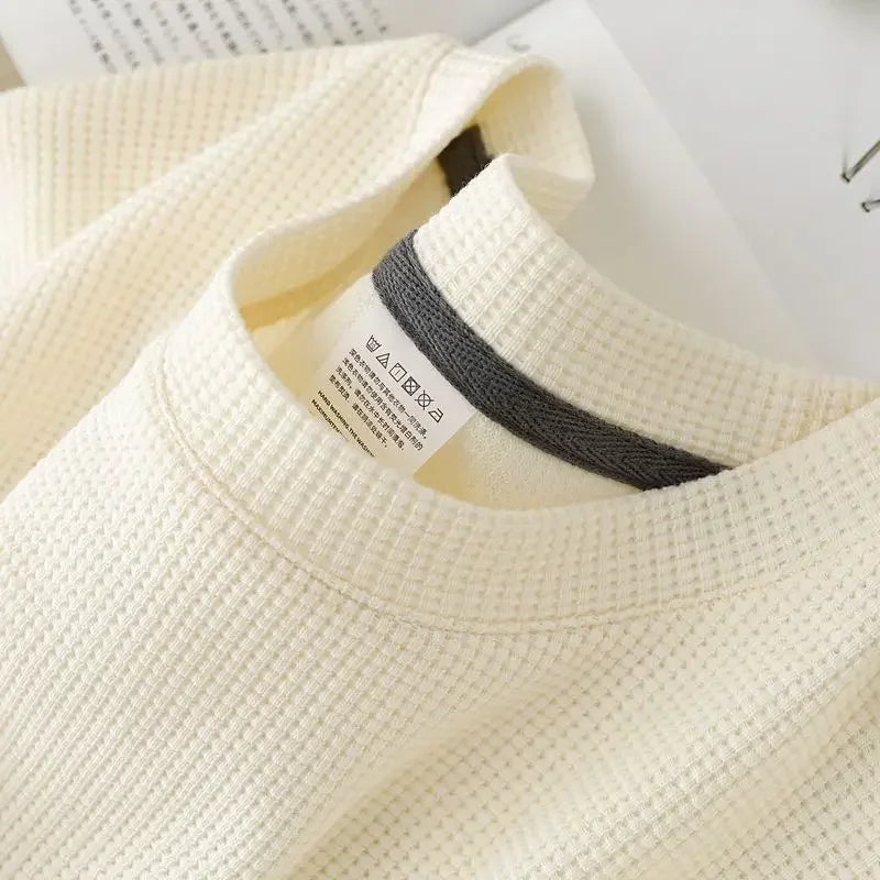 Men's Waffle-Knit T-Shirt – Breathable Round-Neck Casual Top