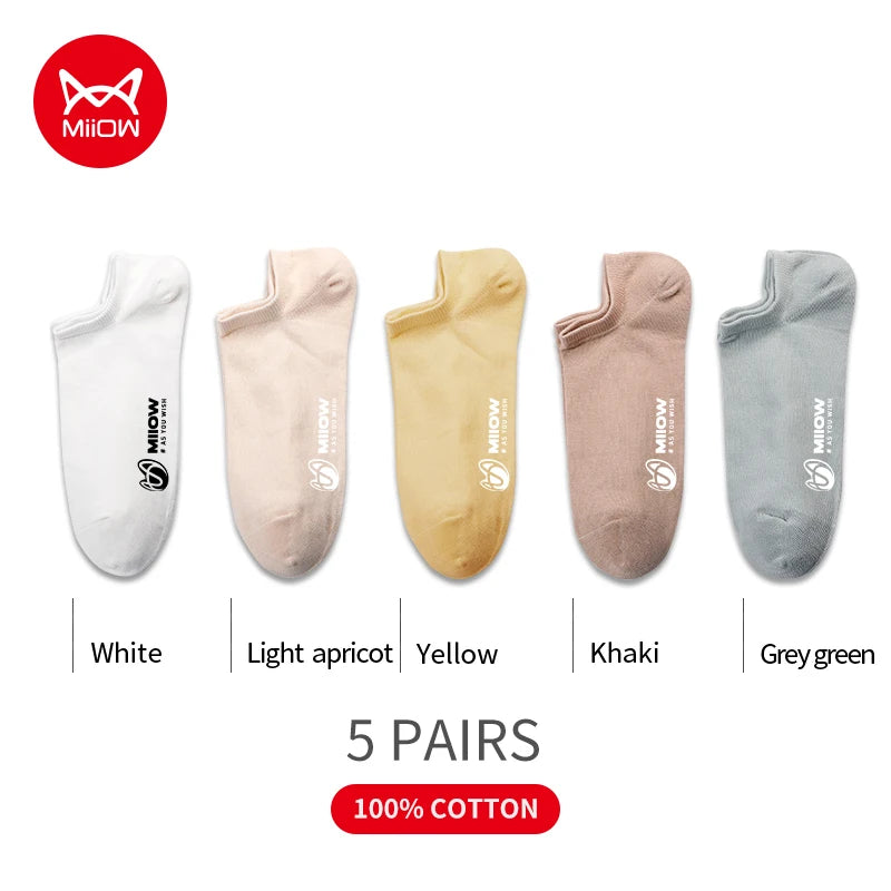 Cotton Men Socks - 5 Pairs Breathable Low Cut Ankle Socks Set for Summer Comfort