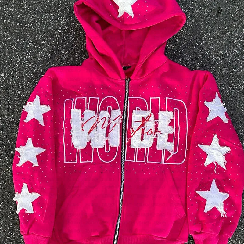 26-year-old spring warm cardigan with hood, casual loose street style hoodie, personalized fashion sportswear