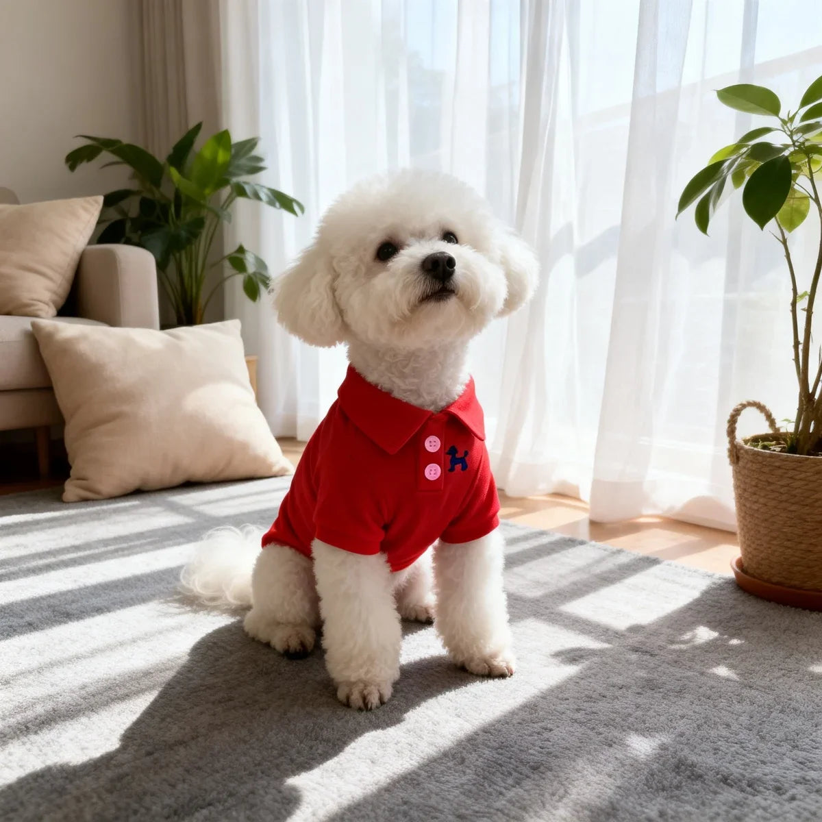 Solid Color Polo Shirt Puppy Thin Breathable T-shirt Cat Vest Bipod Pet Clothing Skin Friendly and Delicate
