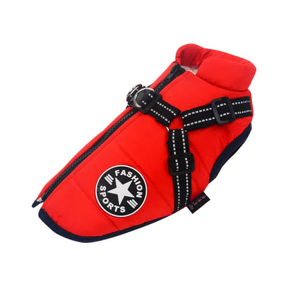 Winter Dog Clothes with Harness Waterproof Warm Pet Dog Cotton Jacket for Small Large Dogs Puppy Clothing French-Bulldog Coat