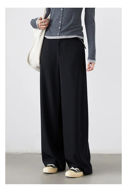 CHIC VEN Women Pants Solid Casual  Slim Straight Leg Suit Wide Leg Ladies Trousers Spring Autumn 2025 Clothing for Woman