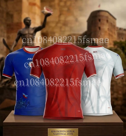 NEW HAITI Crew Neck Jersey Crew Neck T-Shirt 3D Graphic Printed Kid Sportswear Athletic Fitness Training Tee Tops Football Shirt