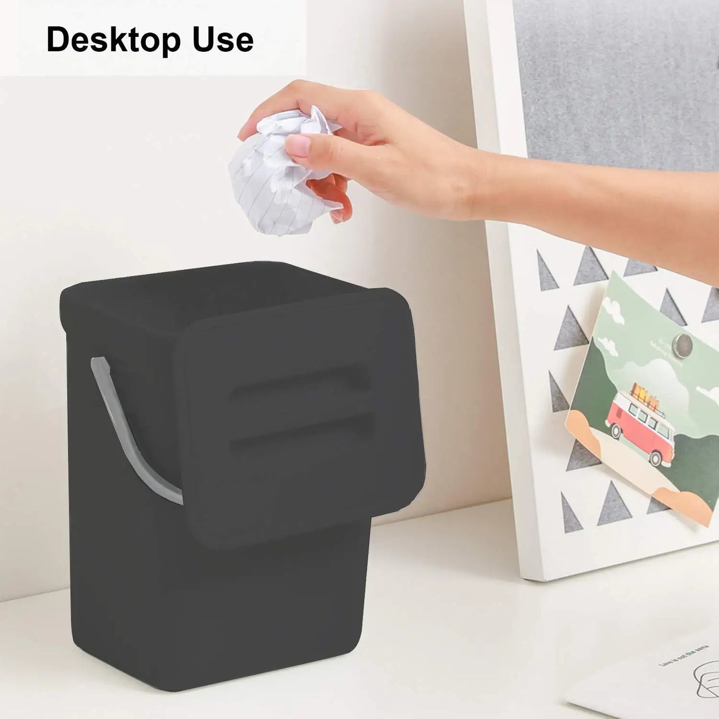 Hanging Small Trash Can with Lid - Under Sink Kitchen  Bathroom Waste Bin