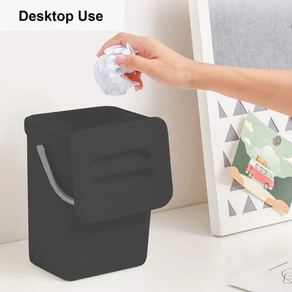 Hanging Small Trash Can with Lid - Under Sink Kitchen  Bathroom Waste Bin