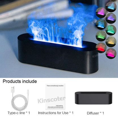 Aroma Diffuser  Humidifier - Ultrasonic Essential Oil Diffuser with RGB Flame Night Light - ZOOMNSTORE