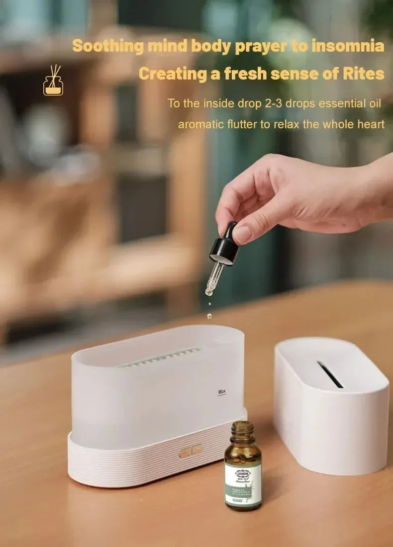 LED Ultrasonic Humidifier with Colorful Flame and Essential Oil Diffuser - ZOOMNSTORE