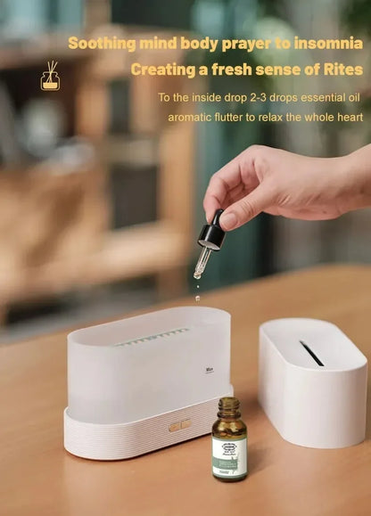 LED Ultrasonic Humidifier with Colorful Flame and Essential Oil Diffuser - ZOOMNSTORE