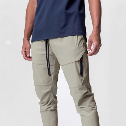 2025 New Men's Cargo Pants Summer Thin Loose Quick-Drying Elastic Leggings Running Training Sweatpants Casual Trend Trousers