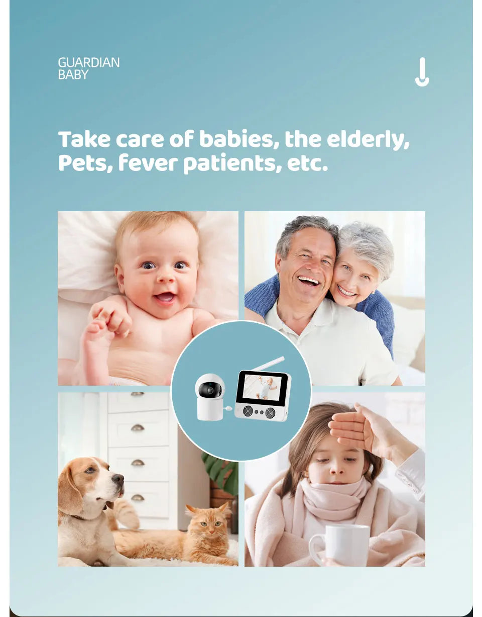 Danmini Intelligent Baby Monitor 4.3-inch IPS Color Screen Display PZT Control Night Vision Indoor Security Surveillance Camera