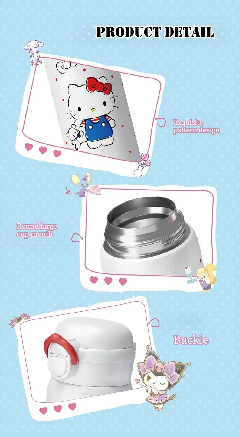 X&W 500ML for Sanrio My Melody Thermos Cups Cartoon Stainless Steel Vacuum Flask Student Cute Insulated Water Bottles Kids Cup
