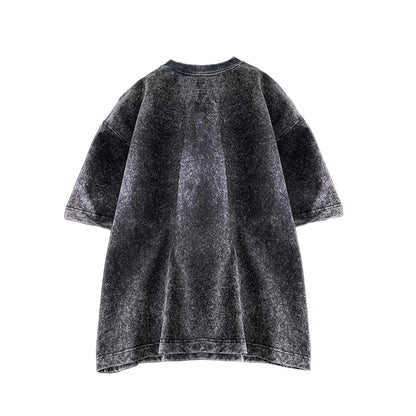 Acid Washed T-Shirt - Men's Streetwear Tee With Bamboo Leaf Print | Oversized Loose Fit