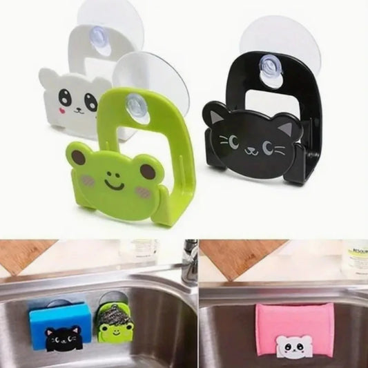 Kitchen Sink Drain Rack - Suction Cup Wall Mounted Sponge & Soap Storage Holder