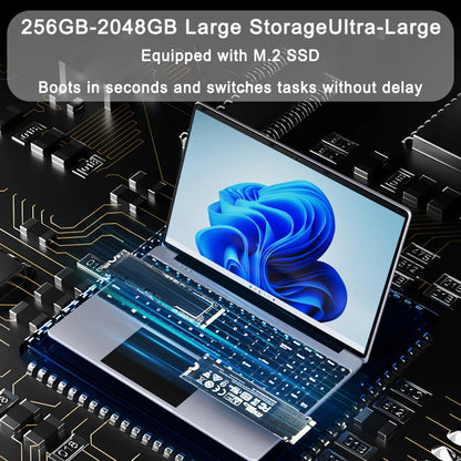 15.6 Inch Portable Laptop - Intel 6500Y Slim Gaming Notebook with 32GB RAM, 2TB SSD, Windows 11