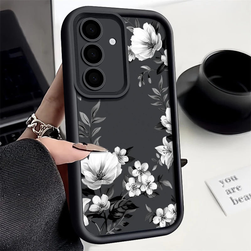 Flowers Print Soft Case For Samsung Galaxy A57 A37 A27 A56 A16 A17 A15 A55 A54 A26 A36 S26 S24 S23 S22 Ultra S25 FE Phone Cover